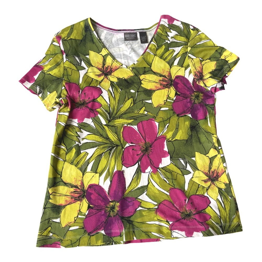 Chico's Additions Pink and Purple Relaxed Short Sleeve Tee large (Chicos size 2)